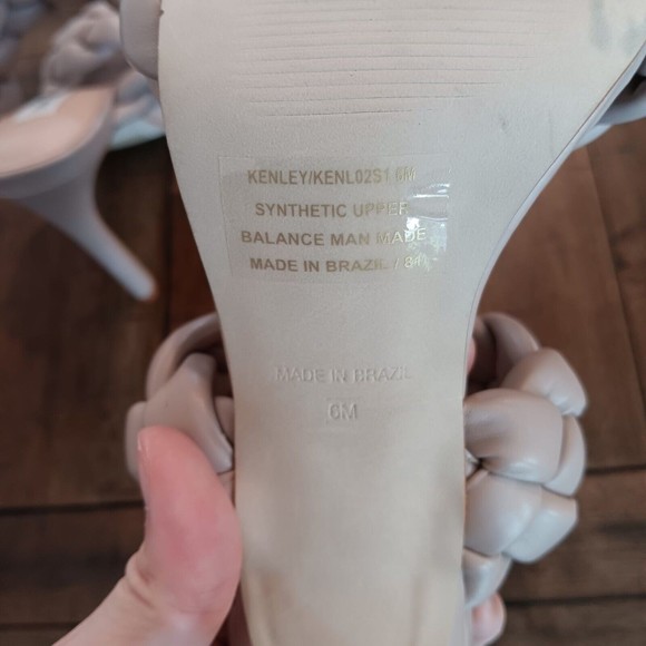 Steve Madden Kenley Heels Womens Sz 6M Open Toe Pump Braided Strap Taupe NWOB - Picture 6 of 8